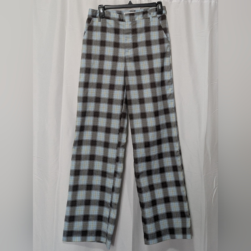 Urban Outfitters Plaid Wide Leg Pants - Brown and Blue Size 6